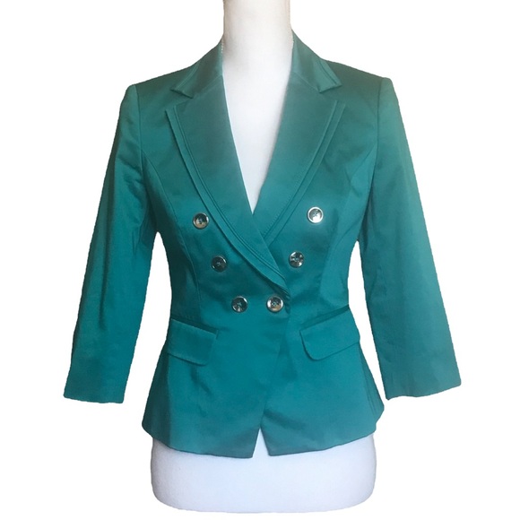 White House Black Market Jackets & Blazers - WHBM Teal 3/4 Sleeve Jacket